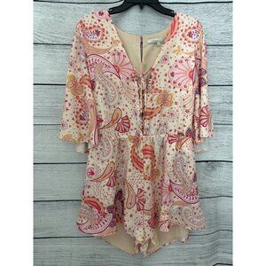 Lovers and Friends Long-Sleeve Boho Paisley Print Romper Size L